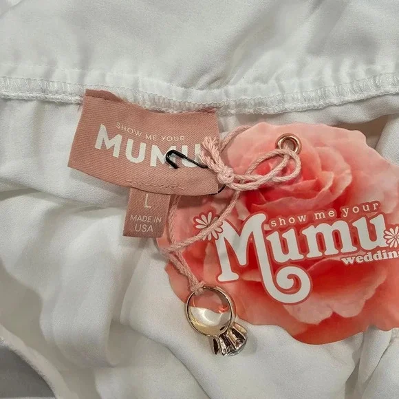 Show Me Your Mumu Women's Madi Gown Ivory Luxe Satin Size L - Picture 2 of 11